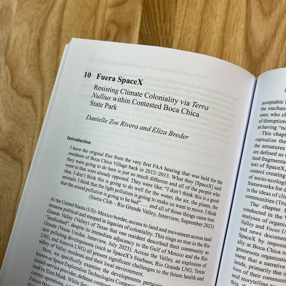 It's arrived! Our book chapter explores community resistance to imposed space facilities on Boca Chica Beach in South Texas. We discuss how fallacies of "unstewarded" space continue to lead to the dispossession of Indigenous lands.