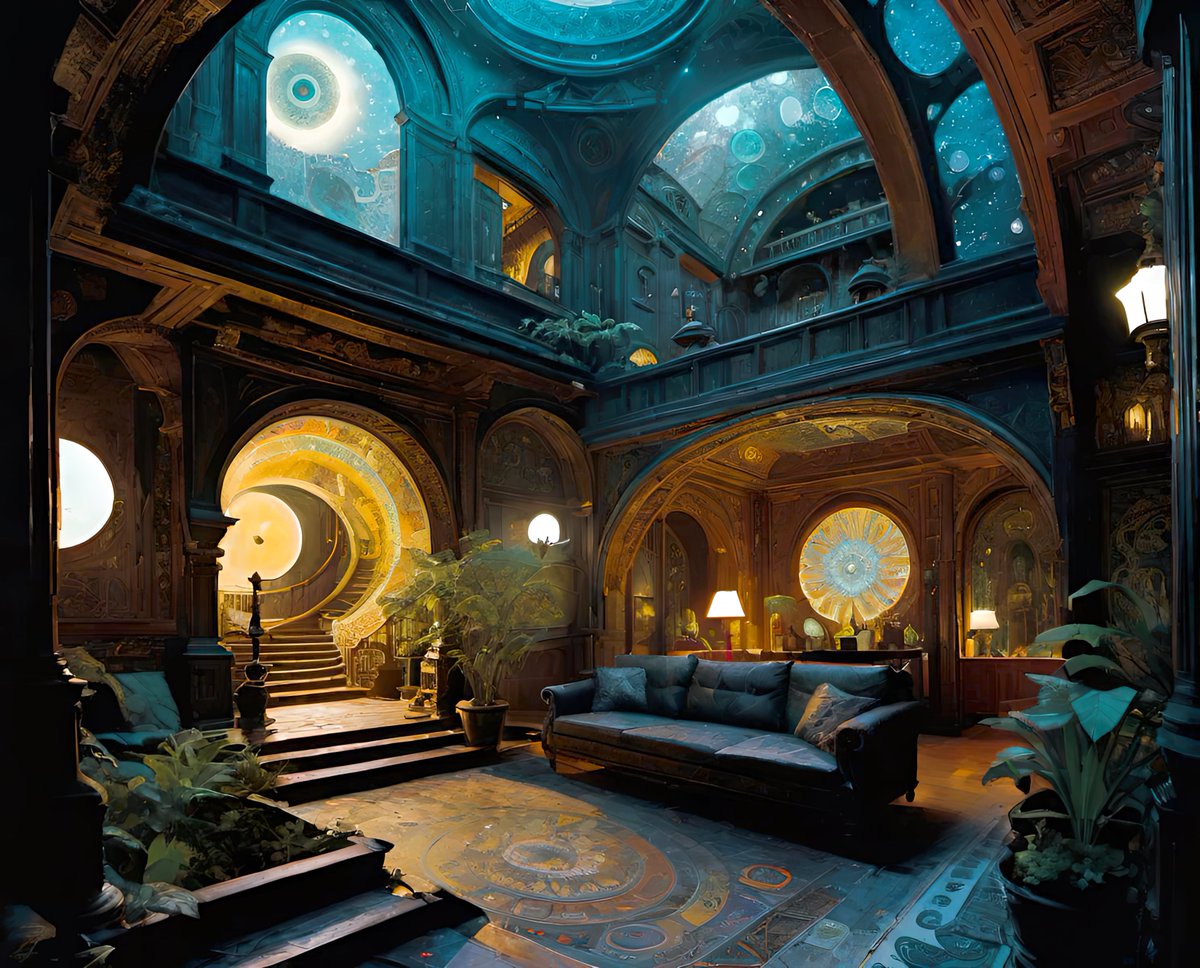 xalieri's tweet image. Houses of Night and Day, set 11. 1 of 3

#HouseofTwilight #InteriorDesign #LightingIssues #LessThan #CozyComfort #IComeHereForTheAmbience #WeirdArt #PsychologicalLandscape #ImSureItMustMeanSomething

#DarkArts #DigitalArt #AIAssistedArt #AIArt #WomboDream #StableDiffusion