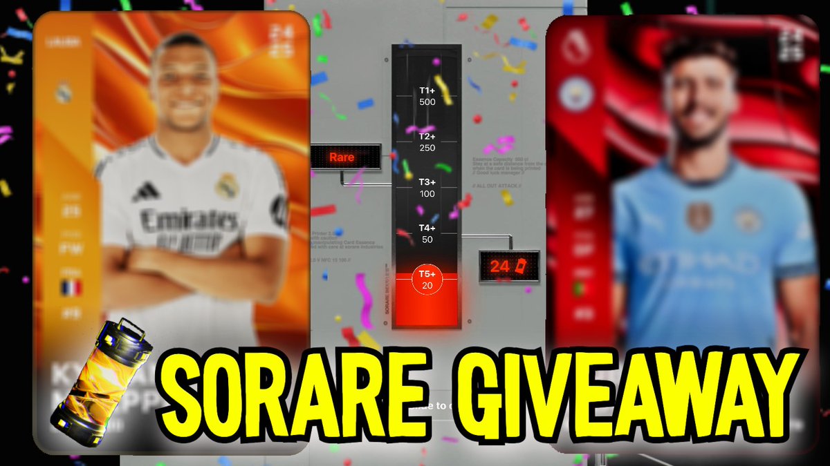 Sorare Giveaway🚨
I'm giving away 2 crafted Sorare Cards (Rare &amp; Limited) to celebrate the launch of MFL season 1🤩

✅Sign up to MFL: app.playmfl.com/?referrer=53AD… 
✅Comment your Sorare &amp; MFL username↓
✅Like &amp; RT 
🧪Crafting will happen LIVE on Youtube (Sorare Josalde)🎥
#Sorare