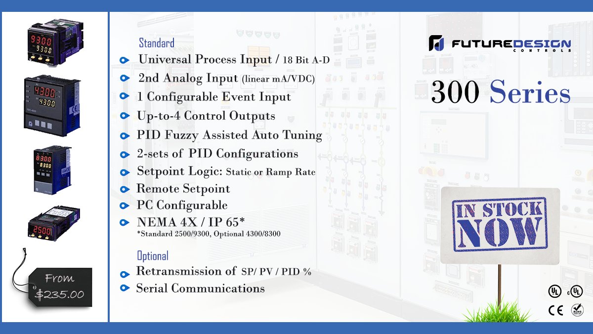 FutureDesignC's tweet image. Need powerful performance at a price that doesn’t hurt?

The 300 Series include 3 Inputs as standard and up to 4 control outputs plus communications to meet a variety or temperature &amp;amp; process control requirements.
store.futuredesigncontrols.com/Product/s/pRvv…

#TemperatureControl