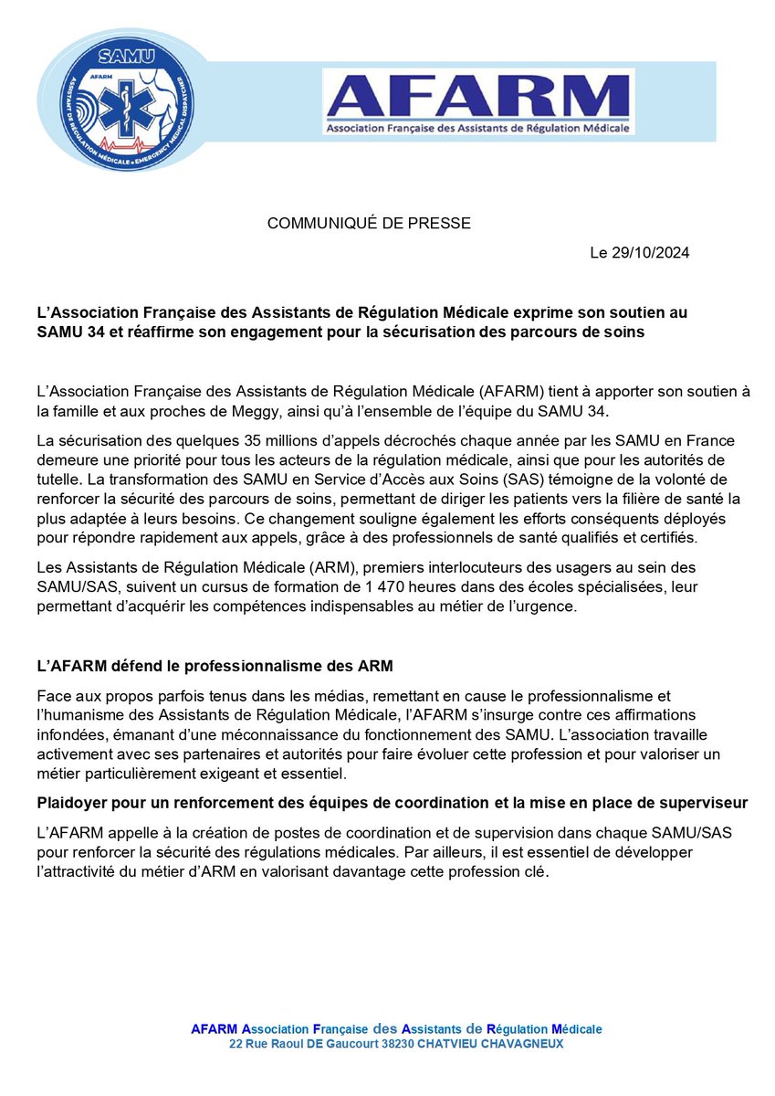 Communiqué de Presse.
<a href="/BFMTV/">BFMTV</a> <a href="/CNEWS/">CNEWS</a>  <a href="/franceinfo/">franceinfo</a> 
<a href="/TF1/">TF1</a>  <a href="/afpfr/">Agence France-Presse</a>  <a href="/GG_RMC/">Les Grandes Gueules</a> <a href="/FranceTV/">France tv</a>  <a href="/lemondefr/">Le Monde</a>  <a href="/libe/">Libération</a> <a href="/LeParisien_75/">Le Parisien | Paris</a>  @
