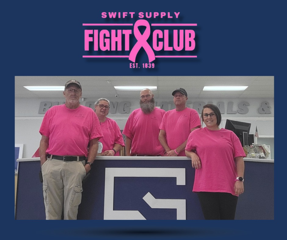 Supporting Breast Cancer Awareness Month! Our Swift Supply team is wearing our Fight Club shirts to stand strong in the fight against Breast Cancer!