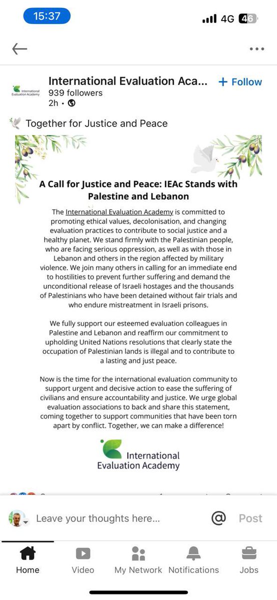 LebEval (@lebeval) on Twitter photo From the International Evaluation Academy <a href="/IEAc_Eval/">International Evaluation Academy (IEAc)</a> in solidarity with the evaluation colleagues in Lebanon and in Palestine, Thank you IEA. #LebEval #InternationalEvaluationAcademy From the International Evaluation Academy <a href="/IEAc_Eval/">International Evaluation Academy (IEAc)</a> in solidarity with the evaluation colleagues in Lebanon and in Palestine, Thank you IEA. #LebEval #InternationalEvaluationAcademy