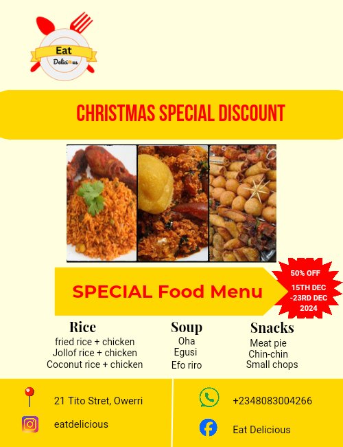 Dstarz_'s tweet photo. In my #graphic and #productdesign class, we were told to design a food vendor flyer, showing both the #wireframe and the final version. It was a beautiful experience creating from scratch. What grade would you give me?
#socialmediamanager #canva #GraphicDesigner #olotusquare https://t.co/lFHGVHVqJr