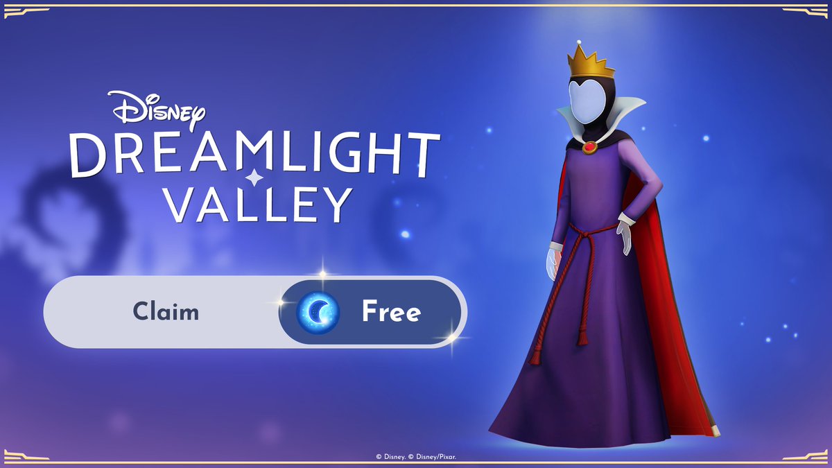 DisneyDLV's tweet image. Still trying to pick out the perfect Halloween costume? Let us help.

The Evil Queen Costume is available now - FOR FREE - in the Premium Shop!

According to our magic mirror, you have until November 6th to snag this iconic look 🍎✨