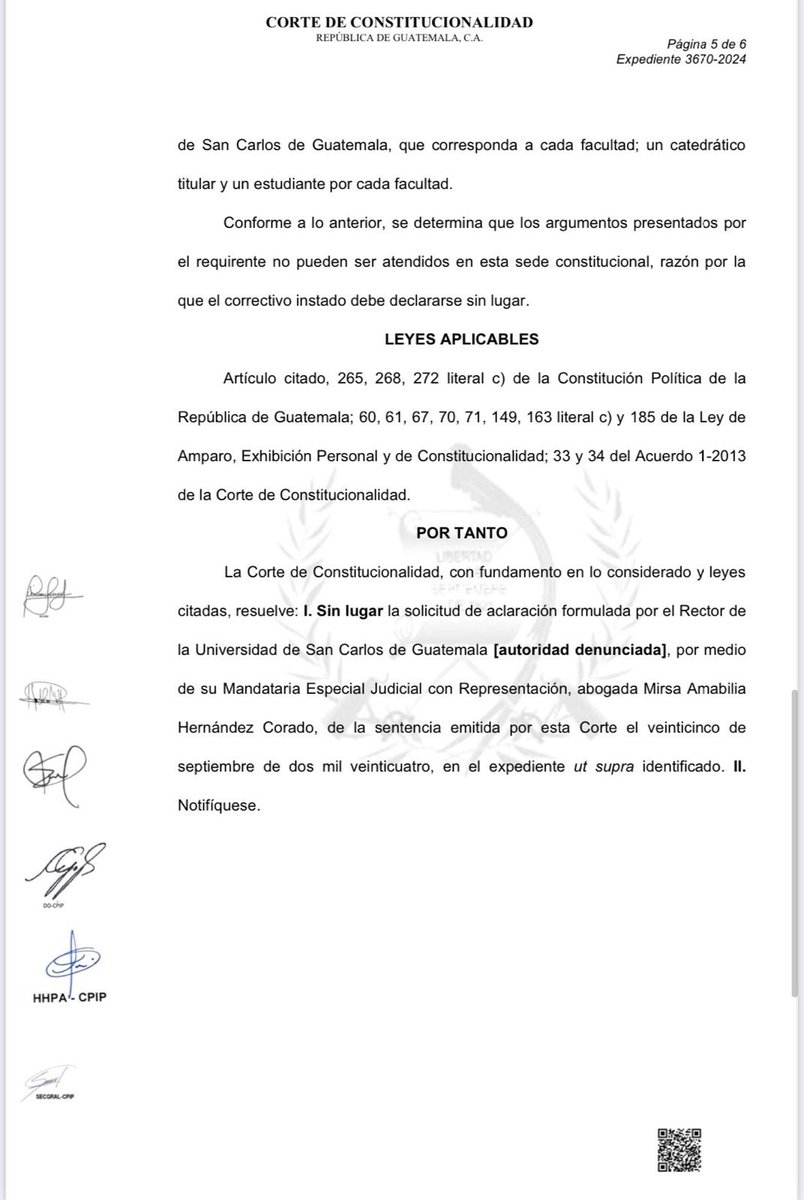 Ricigt1's tweet photo. ✋🚫 La Corte de Constitucionalidad desestimó la solicitud de aclaración de Walter Mazariegos, quien buscaba frenar la elección de nuevas autoridades del Consejo Superior Universitario de la Usac. #FueraMazariegos https://t.co/blfQsNCYG1