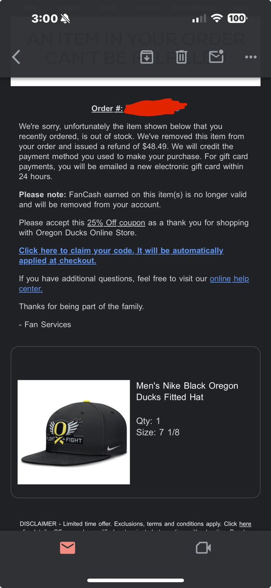Not happy <a href="/FansAuthentic/">Fanatics Authentic</a> who runs the <a href="/oregonfootball/">Oregon Football</a> store took my money for the cancer hat, held it for a month, never shipped the hat then cancelled it today. I bought it because my brother passed away of brain cancer last year. <a href="/nikefootball/">Nike Football</a> <a href="/usnikefootball/">Nike Football</a> <a href="/Nike/">Nike</a> <a href="/uoregon/">University of Oregon</a>
