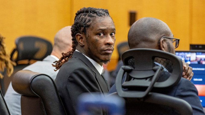 RollingStone's tweet photo. One of Young Thug's co-defendants charged under the YSL gang and racketeering conspiracy indictment took a surprise plea deal in a move that could alter the course of the rapper's problem-plagued trial. 

More:https://t.co/59vRWFL0F8 https://t.co/fMUNaLqFoa