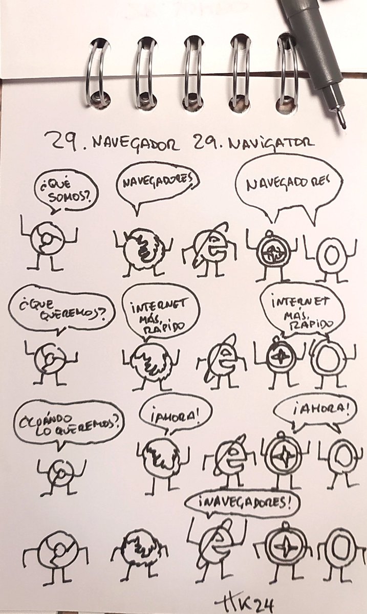 Día 29: Navegador. Navigator.
Aún me esmelico con este chiste y eso que el explorer ya ni existe🤣🤣
#InktoberEs
#Tintubre
#inktober2024