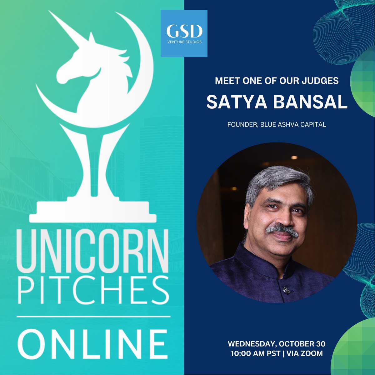 GaryFowlerGSD's tweet image. Meet Satya Bansal, Founder of Blue Ashva Capital &amp;amp; #GSDDemoDay judge. 

Secure your spot by registering here: unicorn.events/46059021/

#GaryFowler #GSDSuperScaler #GSD #SatyaBansal #BlueAshvaCapital