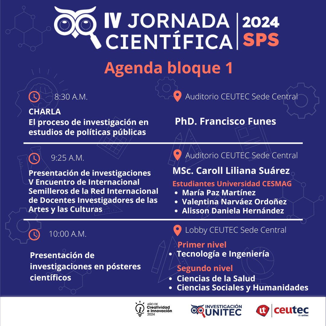 InvestigaUNITEC's tweet photo. Únanse a @Ceutec_hn San Pedro Sula este 31 de octubre en su IV Jornada Científica.
Un espacio que contará con presentaciones de trabajos de investigación, conferencias de invitados especiales, foros de experiencias y más.
#Cienciaconpropósito #CEUTEC #JaguaresInvestigadores https://t.co/1DWhGrLDOV