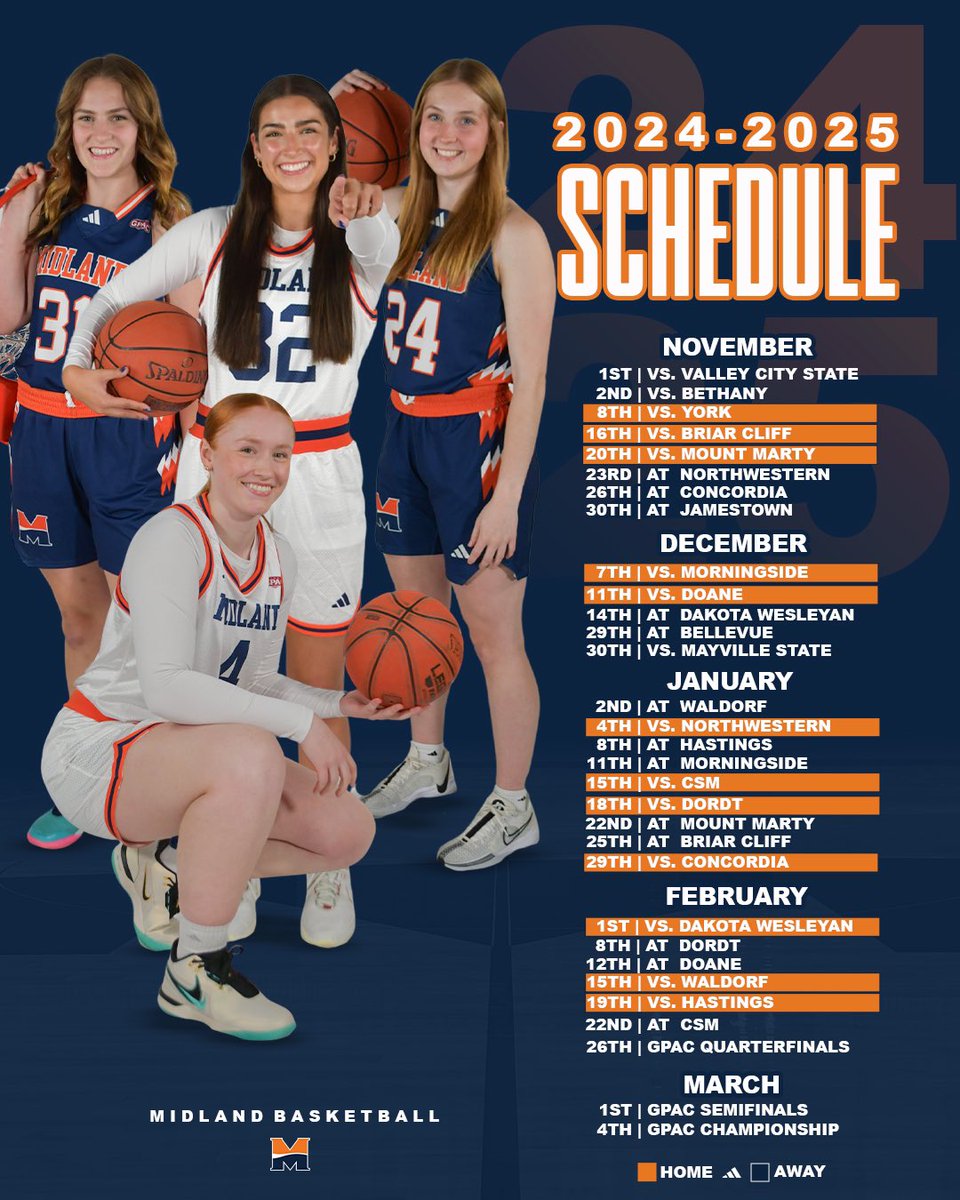 Mark your calendars! @midland_wbb tips off its season this week! 🏀🤩