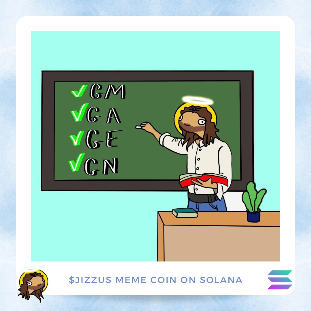JizzusToken's tweet image. Teach us $JIZZUS 😇 
#memecoin #CryptoWorld #Bullrun2024 #solana #sol #jizzus