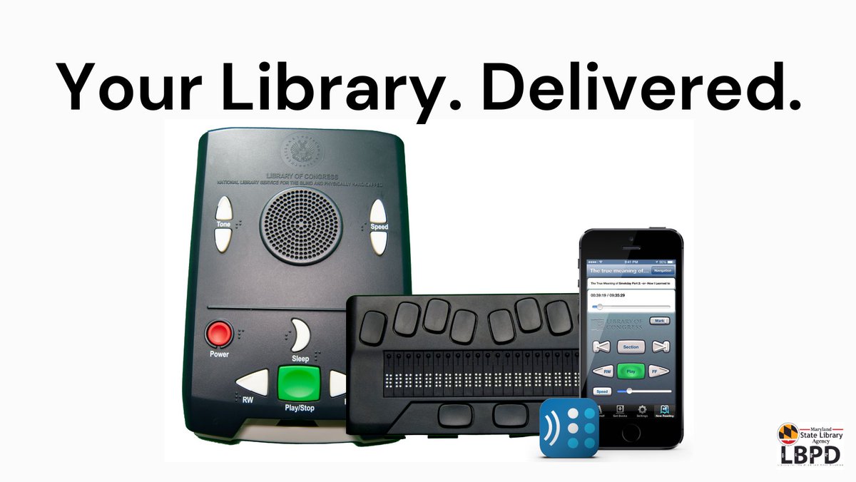 MDLBPD's tweet image. 📚 The Maryland LBPD provides FREE access to audiobooks and braille for those with print disabilities. 💡 Sign up today at lbpd.maryland.gov and discover a world of accessible reading. #AccessibilityMatters #LBPD #InclusiveReading #LibraryServices