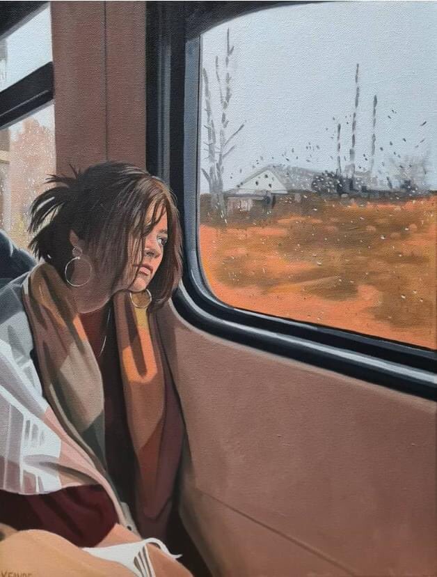 olgatuleninova's tweet photo. “Going Somewhere” n.d.
Painting, Oil on Canvas
Size: 17.7 W x 23.6 H x 0.8 D in
Ivan Favre (France, 1985)
His cryptic compositions often represent portraits of women in a situation of waiting, reverie, and contemplation. https://t.co/DIOVAs0Rxn