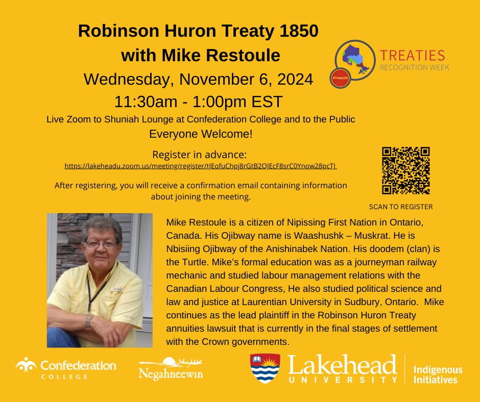 LUOR_II's tweet image. Treaties Recognition Week honours the importance of Treaties and helps Ontario students and residents understand the significance of Treaty rights, Treaty relationships and their relevance today. This year, Treaties Recognition Week is November 3-9, 2024. Sign up for this event!