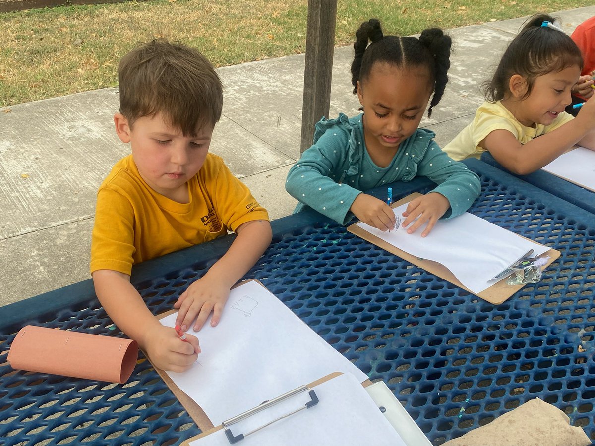 Ms. Carolyn Jones &amp; Ms. Charlene Carrillo took their Pre-K learners outside to do some “spying” using their homemade SpyGlasses in the Oak Meadow Garden. Listening to their inquisitive language &amp; WOWs from both teachers &amp; students made for some memorable learning outside! ✏️🌳🤩