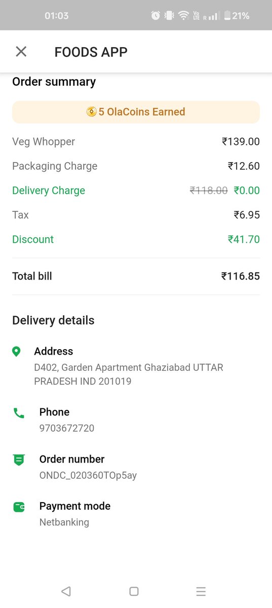percussionswala's tweet photo. @Olacabs @ola_supports 
This is reg the food delivery.
The delivery boy refused to deliver at doorstep and asked me to come downstairs to pick. He mentioned he dont deliver to doorstep at night. 
Please take appropriate action.
Attached pictures and videos. https://t.co/H5WJfuackb