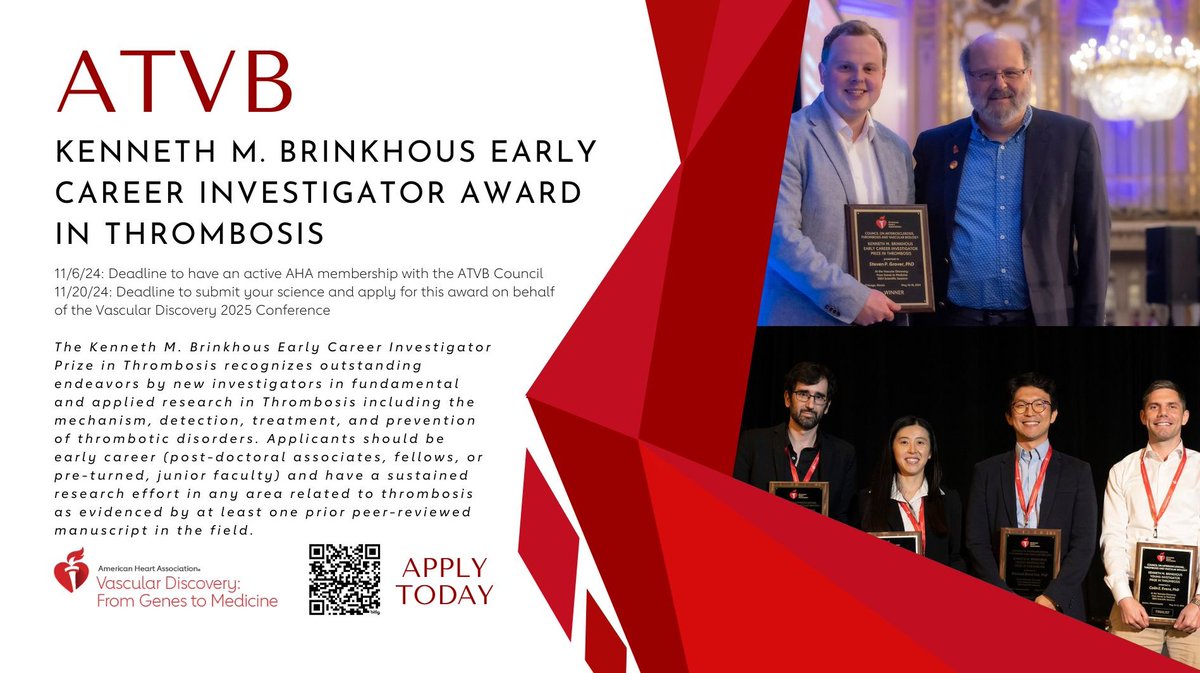 Joseph Aslan (@joeplatelet) on Twitter photo Early career #thrombosis scientists - don't forget to apply for the 2025 <a href="/American_Heart/">American Heart Association</a> <a href="/atvbahajournals/">ATVB: An AHA Journal</a> Brinkhous Award - eligibility deadlines are almost here (Nov 6) professional.heart.org/en/professiona… <a href="/AHAScience/">AHA Science</a> <a href="/ATVBCouncil/">ATVB Council</a> <a href="/ATVBEarlyCareer/">ATVB Early Career Committee</a> <a href="/AHA_Research/">AHA Research</a> #platelets #coagulation Early career #thrombosis scientists - don't forget to apply for the 2025 <a href="/American_Heart/">American Heart Association</a> <a href="/atvbahajournals/">ATVB: An AHA Journal</a> Brinkhous Award - eligibility deadlines are almost here (Nov 6) professional.heart.org/en/professiona… <a href="/AHAScience/">AHA Science</a> <a href="/ATVBCouncil/">ATVB Council</a> <a href="/ATVBEarlyCareer/">ATVB Early Career Committee</a> <a href="/AHA_Research/">AHA Research</a> #platelets #coagulation