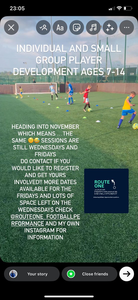 ⚽️📈🏟️ Information over at <a href="/ROUTEONEFPM/">ROUTEONE_JuniorPerformanceDevelopment</a> or simply contact me for details. Head over to my Instagram also to see content of sessions we’ve been running so far. 👌🏼