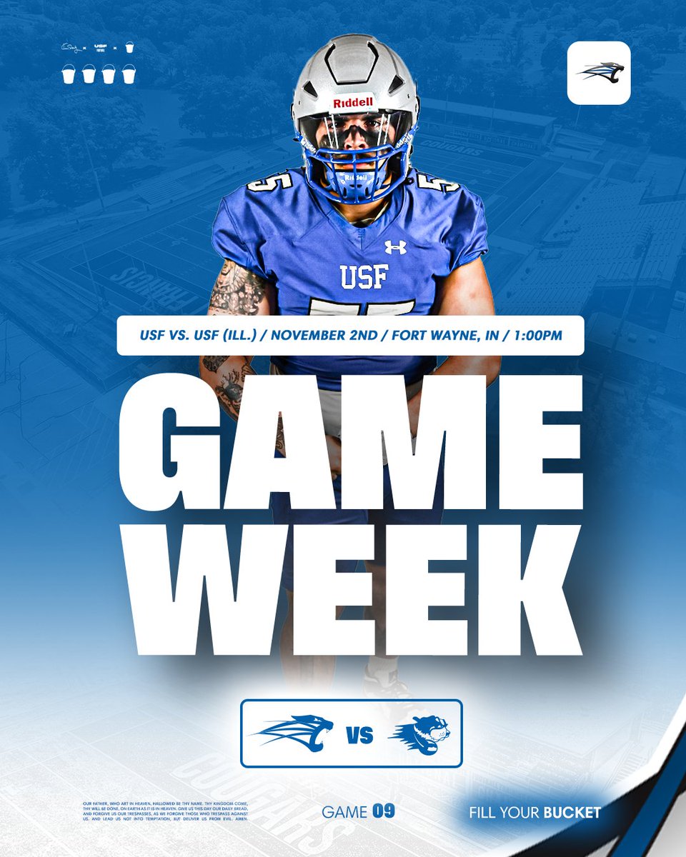 USF Football (@usf_fb) on Twitter photo Back at the crib, another opportunity.
IT"S GAMEWEEK!
๐ : #19 Saint Francis (Ill.)
๐ : Bishop D'arcy Stadium (Fort Wayne, IN)
๐
: Saturday, Nov, 2nd
๐ : 1:00PM
๐๏ธ : saintfranciscougars.com/online-tickets
๐บ : youtube.com/live/FvZ13Om5fโฆ
๐ : saintfranciscougars.com/sports/fball/2โฆ
#GoCougs๐พ | Back at the crib, another opportunity.
IT"S GAMEWEEK!
๐ : #19 Saint Francis (Ill.)
๐ : Bishop D'arcy Stadium (Fort Wayne, IN)
๐
: Saturday, Nov, 2nd
๐ : 1:00PM
๐๏ธ : saintfranciscougars.com/online-tickets
๐บ : youtube.com/live/FvZ13Om5fโฆ
๐ : saintfranciscougars.com/sports/fball/2โฆ
#GoCougs๐พ |
