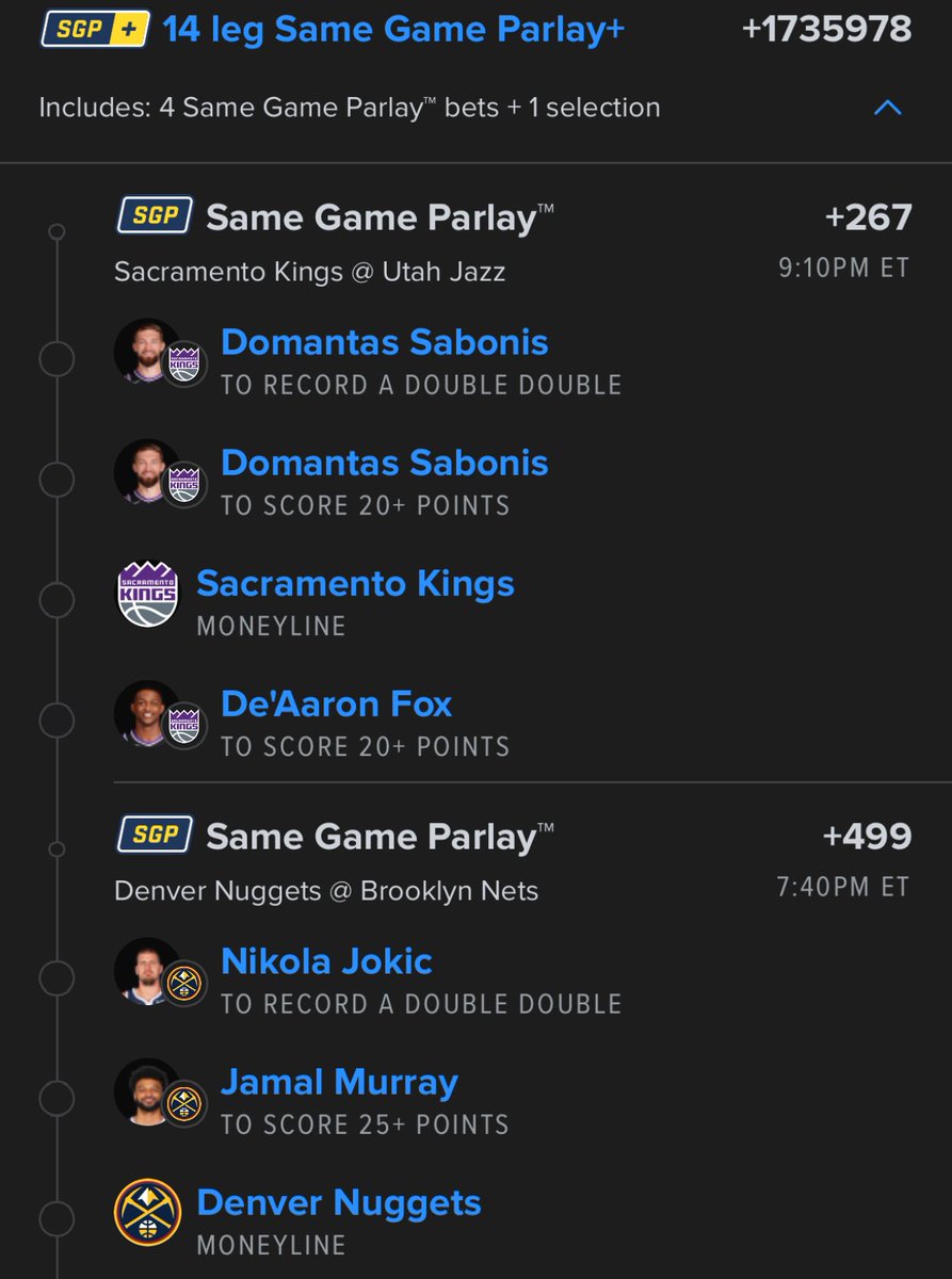 BlessMyParlay's tweet photo. Day 1 Trying to hit a 14 leg 💰 https://t.co/wxiDMgp3wH