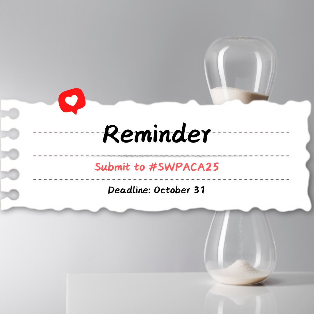 southwestpca's tweet photo. The #SWPACA25 proposal deadline is in two days! 🎃👻 Remember, both new and returning participants will need to create an account in our new conference portal. Get started at https://t.co/m29WKS5kXQ! https://t.co/IlaHM1rw83