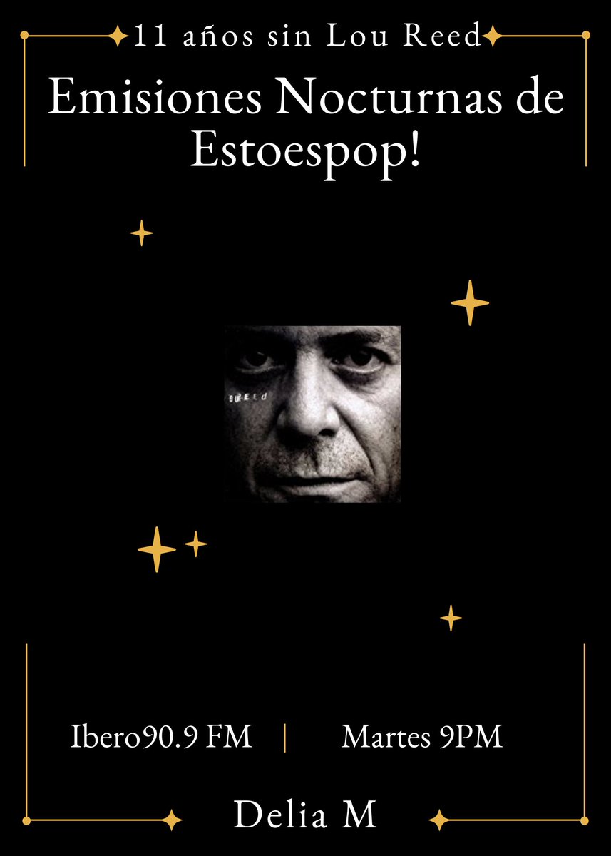 Estoespop's tweet photo. Hoy en las #emisionesnocturnas vamos a recordar a @LouReed a 11 años de su ausencia + #fulumiziki #wastedyouthclub @gorillaz @niluferyanya @partydozen @albertinesarges @fatherjohnmisty @BiigPiigMusic #robwasserman @Estoespop @LasEmisiones @ibero909FM #nocturnasdelmartes https://t.co/lqLYZXpbaE