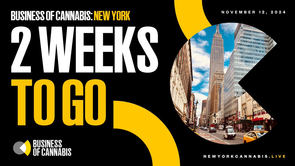 Business of Cannabis: New York is just TWO WEEKS away today! Final tickets for the event on November 12 are now on sale 🗽

P.S. We’ve had a couple of domain issues with our website, which are now fixed! Get your tickets via our updated site here 🎟️ 👉 eu1.hubs.ly/H0dmV7P0