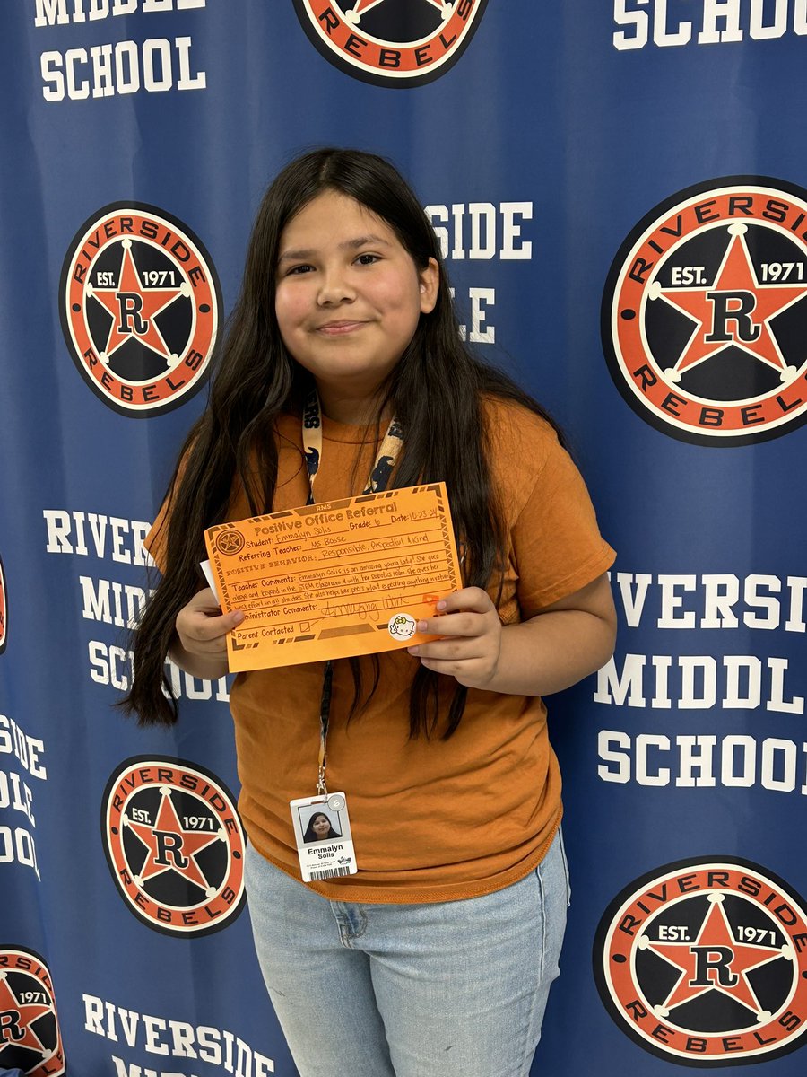 Andrea Morse, M.Ed. (@andreamorse26) on Twitter photo ✨6th grade Positive Referral✨Emmalyn was nominated by <a href="/STEMwithBosse/">Rebecca Duarte-Bosse</a> Keep up the good work! 🧡🙌🏼 <a href="/RiversideMS1971/">Riverside Middle School</a> ✨6th grade Positive Referral✨Emmalyn was nominated by <a href="/STEMwithBosse/">Rebecca Duarte-Bosse</a> Keep up the good work! 🧡🙌🏼 <a href="/RiversideMS1971/">Riverside Middle School</a>