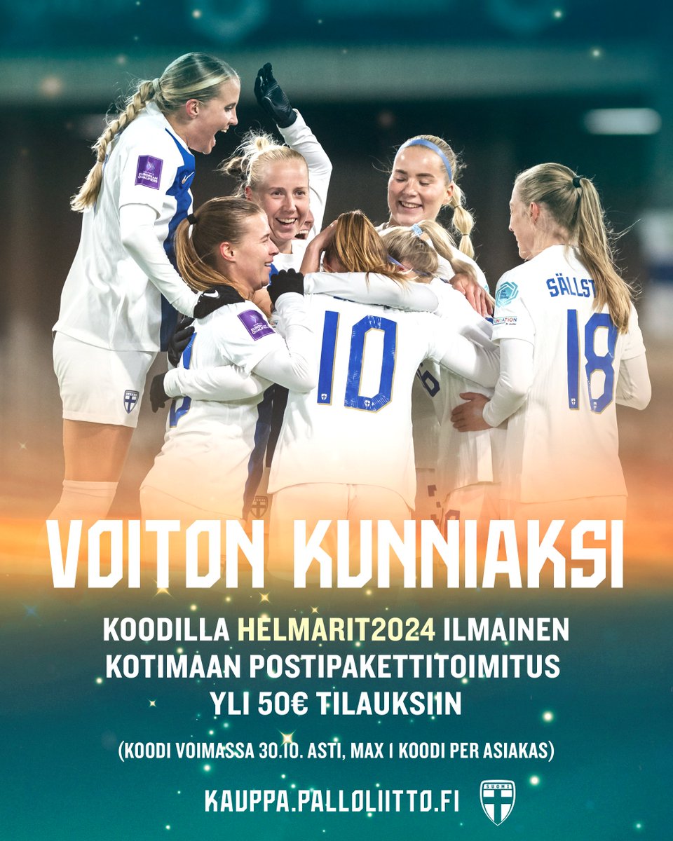 HelmaritFI's tweet photo. Oi Helmarit on! 🦉| Voiton kunniaksi Maajoukkueen verkkokaupassa ilmainen kotimaan postipakettitoimitus yli 50 € tilauksiin koodilla 𝐇𝐄𝐋𝐌𝐀𝐑𝐈𝐓𝟐𝟎𝟐𝟒. 📦
Ostoksille ➡️ https://t.co/be00L86yGz
Tarjous on voimassa KE 30.10. asti!⌛
#Helmarit #FINMNE #MeOlemmeSuomi #EURO2025 #WEURO2025