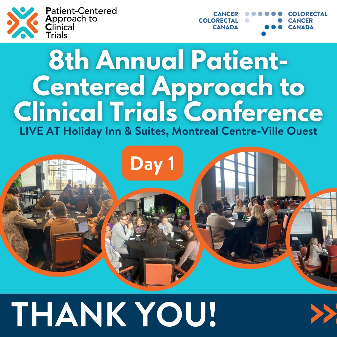 coloncanada's tweet photo. That’s a wrap for Day 1 of our 8th Patient-Centered Approach to Clinical Trials Conference! A big thank you to all of our speakers, participants, and sponsors who made this conference possible. See you tomorrow!
#pact2024 #clinicaltrialsconference #clinicaltrials https://t.co/05OyZGKN7N