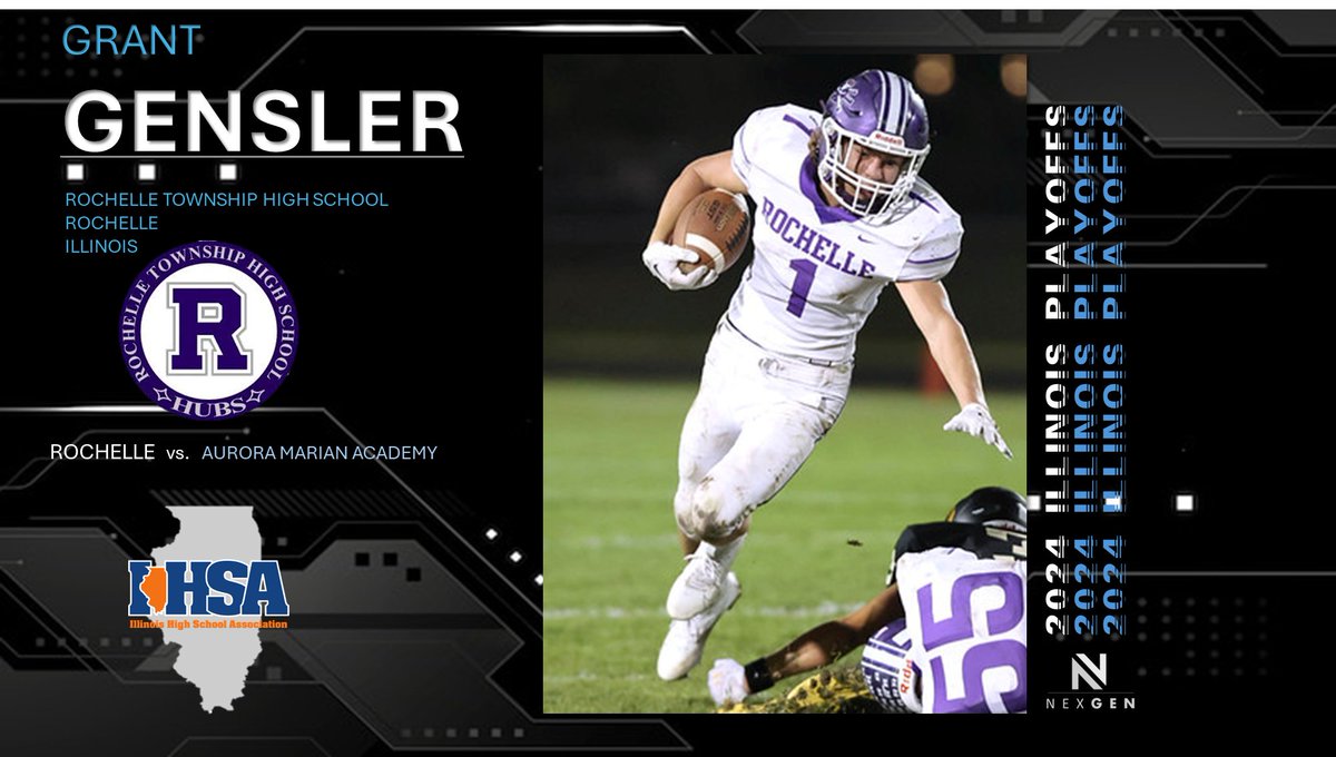 Playoff time in Illinois..
✅2025 RB/S Grant Gensler <a href="/GrantGensler10/">Grant Gensler</a> 
✔️Rochelle Twp. HS (Rochelle, IL) <a href="/RTHS_Football/">Rochelle Football</a> 
First Round (Home) Friday
v. Aurora Marian Academy
IHSA Class 5A