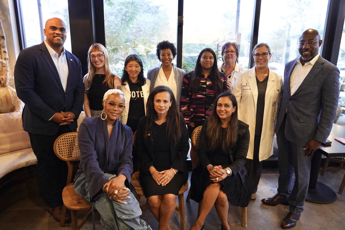 ColinAllredTX's tweet photo. Texas women and health care providers are bearing the brunt of Ted Cruz’s abortion ban. Today, I held a roundtable with @alexismcgill, @LeToyaLuckett, &amp; @ReverendWarnock to hear directly from those impacted by this ban.

Texas women can count on me to restore their freedoms. https://t.co/G8p7UUSJoF