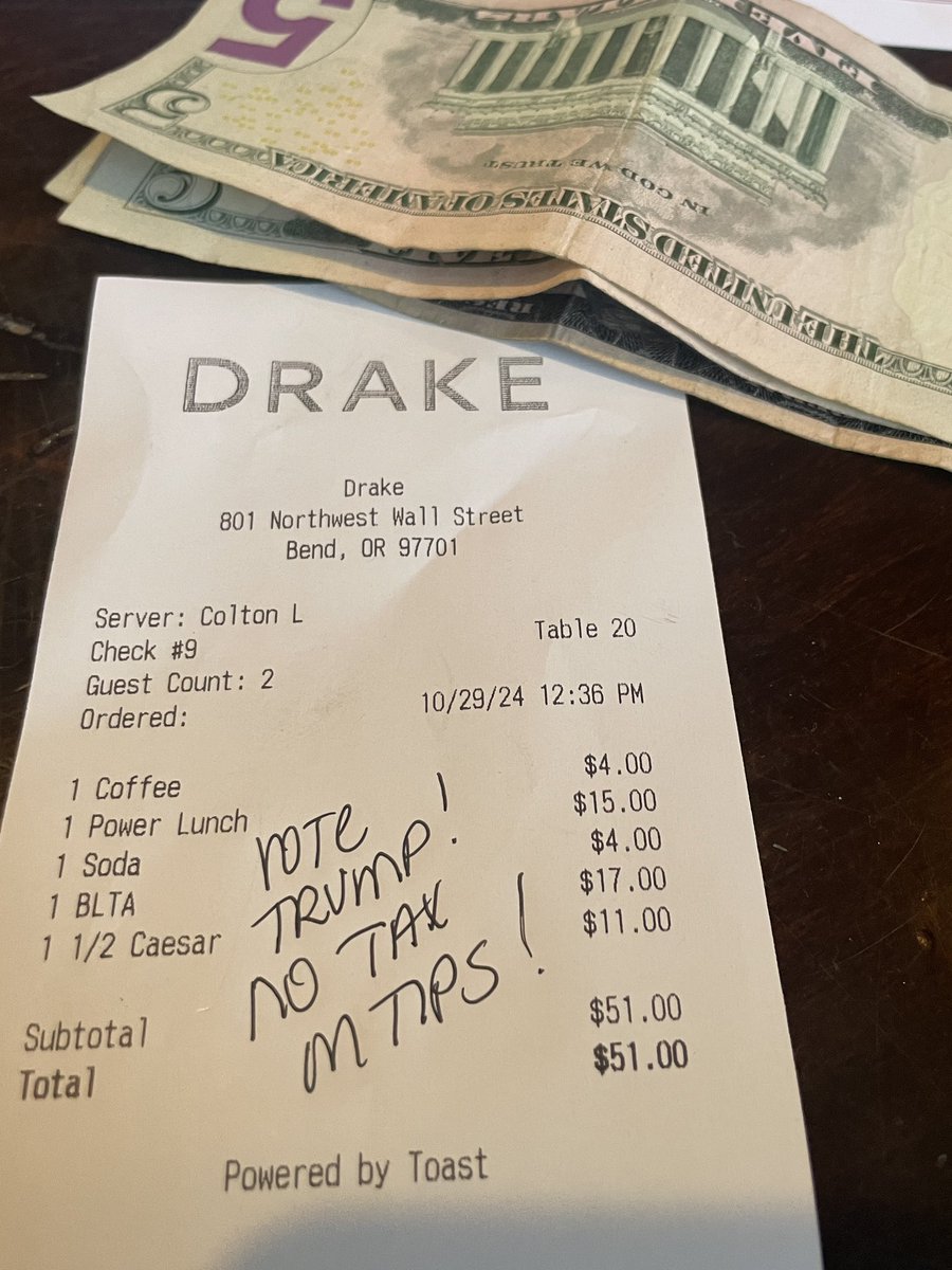 Tarab72's tweet photo. Probably taking a big risk here in Bend, Oregon-had a great lunch &amp; server at The Drake- but I’m going for it! 
@TruthWarriorFJB 
@ScottPresler   @EarlyVoteAction https://t.co/4n3XEgELKr