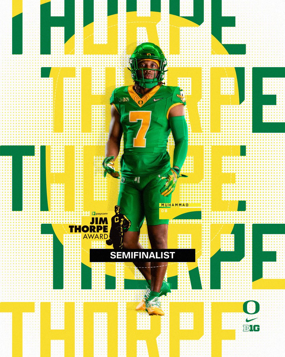 Oregon Football (@oregonfootball) on Twitter photo No fly zone β
Jabbar Muhammad is a semifinalist for the <a href="/jimthorpeaward/">Paycom Jim Thorpe Award</a>!
#GoDucks x <a href="/jabbar7_/">Jabbar Muhammad</a> No fly zone β
Jabbar Muhammad is a semifinalist for the <a href="/jimthorpeaward/">Paycom Jim Thorpe Award</a>!
#GoDucks x <a href="/jabbar7_/">Jabbar Muhammad</a>