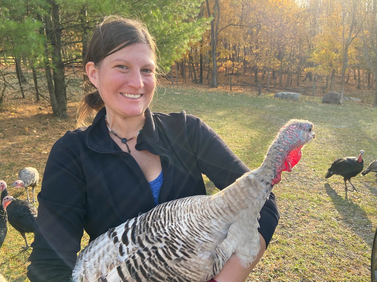 My dad got to pet a turkey today but was too afraid to hold her himself, so took a picture of me holding her. Enjoy 🦃