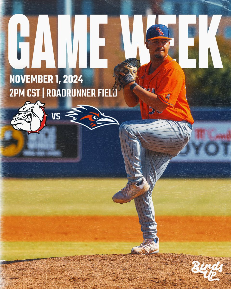 It's Game Week! 

UTSA 🆚 Navarro 
📆 November 1st
🕑 2:00pm CT
🏟️ Roadrunner Field 
🆓 Admission 

#BirdsUp 🤙 | #LetsGo210