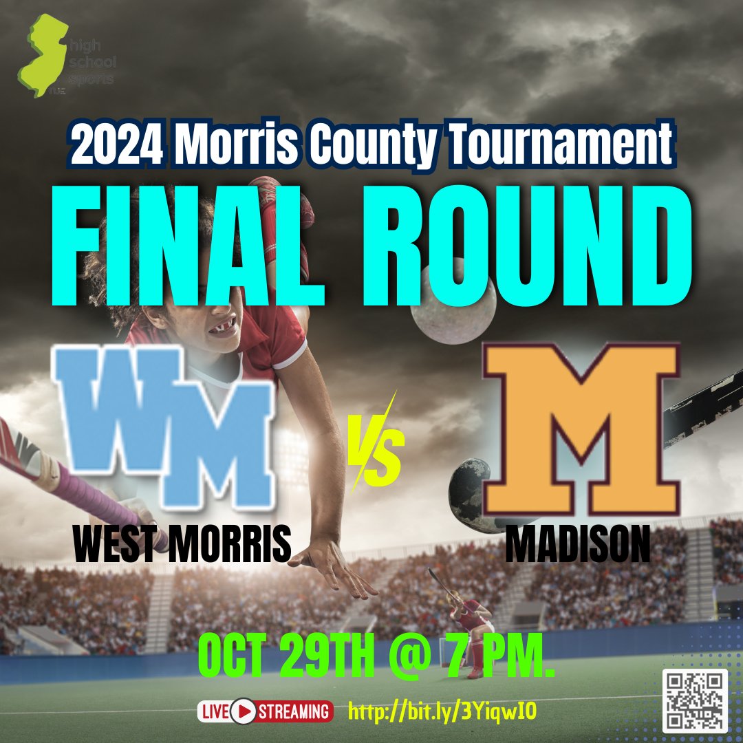 🔥𝙂𝘼𝙈𝙀𝘿𝘼𝙔🔥
📢 2024 Morris County Tournament Final
🏑 West Morris 🆚 Madison
📺 Live on: bit.ly/3YiqwI0
🗓 Today, Oct 29
⏰️ 7p.
<a href="/sberkbaseball/">Sam Berk</a> <a href="/bweingart9/">Brian Weingart</a> <a href="/Chris_Vaughan26/">Chris Vaughan</a> <a href="/MHSBullpenClub/">MHSBullpenClub</a> <a href="/MadisonNJPS/">Madison Public Schools</a> <a href="/DodgerAthletics/">Madison HS Athletics NJ</a> <a href="/WMCFieldHockey/">WMC Field Hockey</a> <a href="/wmmathletics/">WMMHS Athletics</a>