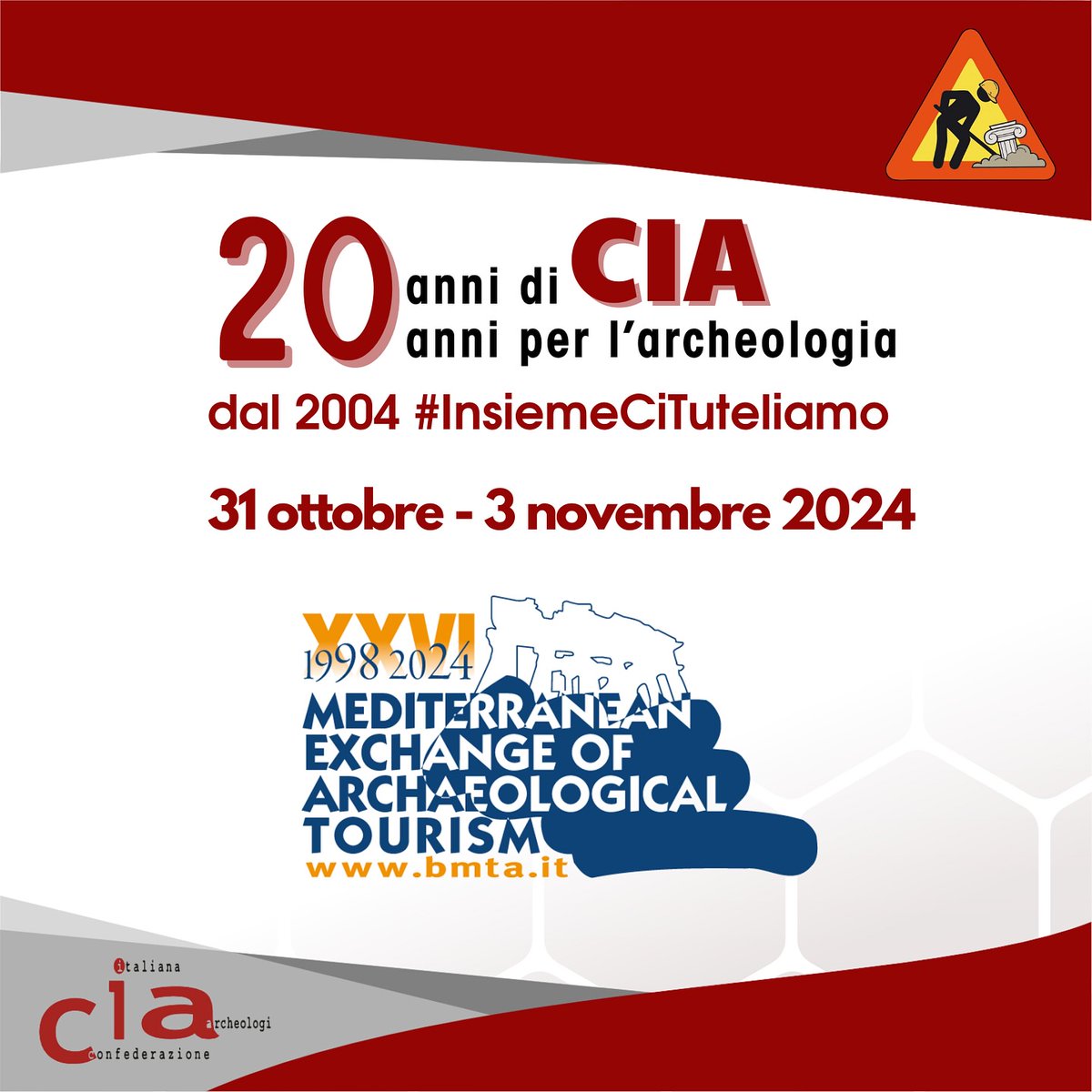 Come ogni anno, l’ultimo weekend di ottobre, la CIA sarà presente alla @borsa_paestum 📷
Ci troverete al nostro stand già da giovedì 31 fino alla domenica 3 Novembre
#perchécia #insiemecituteliamo #larcheologiachevogliamo #archeologi #italiani #professionisti #20anni
