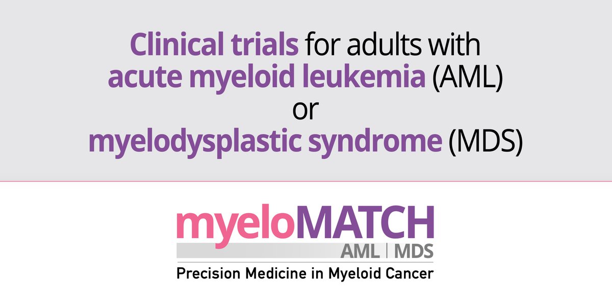 SWOG Cancer Research Network (@swog) on Twitter photo Testing for certain features in cancer (biomarkers) can tell doctors about what’s causing it to grow. The #myeloMATCH study uses advanced biomarker testing for adults with #AML or #MDS.
<a href="/theNCI/">National Cancer Institute</a> <a href="/Alliance_org/">Alliance for Clinical Trials in Oncology</a> <a href="/CDNCancerTrials/">CCTG</a> <a href="/eaonc/">ECOG-ACRIN Cancer Research Group</a> <a href="/SWOG/">SWOG Cancer Research Network</a>
1-800-4-CANCER or swog.org/myeloMATCH Testing for certain features in cancer (biomarkers) can tell doctors about what’s causing it to grow. The #myeloMATCH study uses advanced biomarker testing for adults with #AML or #MDS.
<a href="/theNCI/">National Cancer Institute</a> <a href="/Alliance_org/">Alliance for Clinical Trials in Oncology</a> <a href="/CDNCancerTrials/">CCTG</a> <a href="/eaonc/">ECOG-ACRIN Cancer Research Group</a> <a href="/SWOG/">SWOG Cancer Research Network</a>
1-800-4-CANCER or swog.org/myeloMATCH