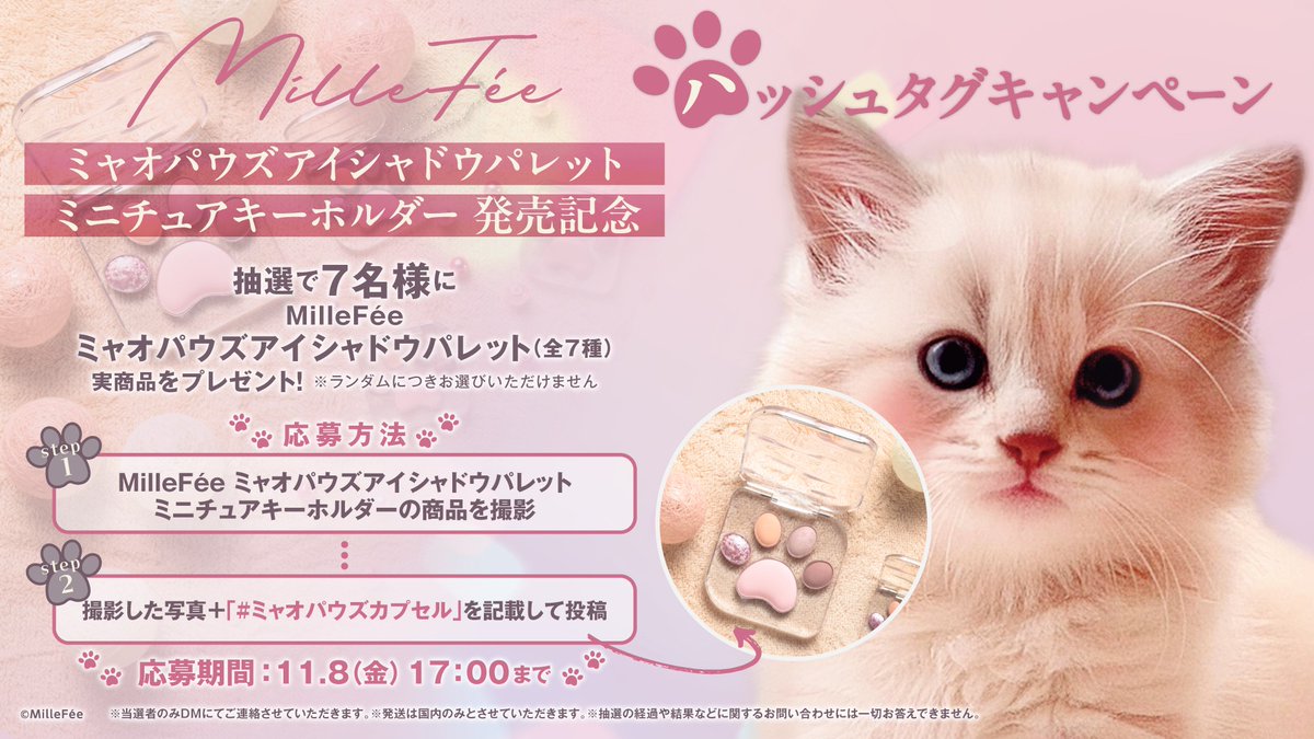 ミャオパウズ アイシャドウパレット ミニチュアキーホルダーの発売を