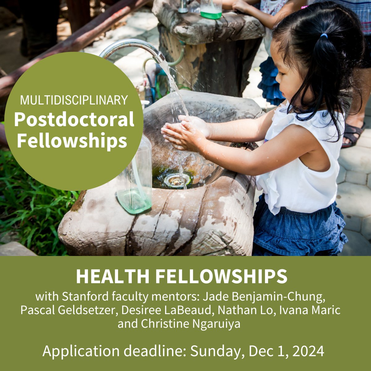Stanford King Center on Global Development (@stanfordkingctr) on Twitter photo 🚨Postdoc Opportunity!
Accepting applications for Postdoc Fellowships in #health and global development.
Deadline: Dec 1, 2024
Learn more: stanford.io/3BG06s3
With faculty mentors:
<a href="/jadebcEpi/">Jade Benjamin-Chung</a>
<a href="/PGeldsetzer1/">Pascal Geldsetzer</a>
<a href="/NathanLo3579/">Nathan Lo</a>
...among others 🚨Postdoc Opportunity!
Accepting applications for Postdoc Fellowships in #health and global development.
Deadline: Dec 1, 2024
Learn more: stanford.io/3BG06s3
With faculty mentors:
<a href="/jadebcEpi/">Jade Benjamin-Chung</a>
<a href="/PGeldsetzer1/">Pascal Geldsetzer</a>
<a href="/NathanLo3579/">Nathan Lo</a>
...among others