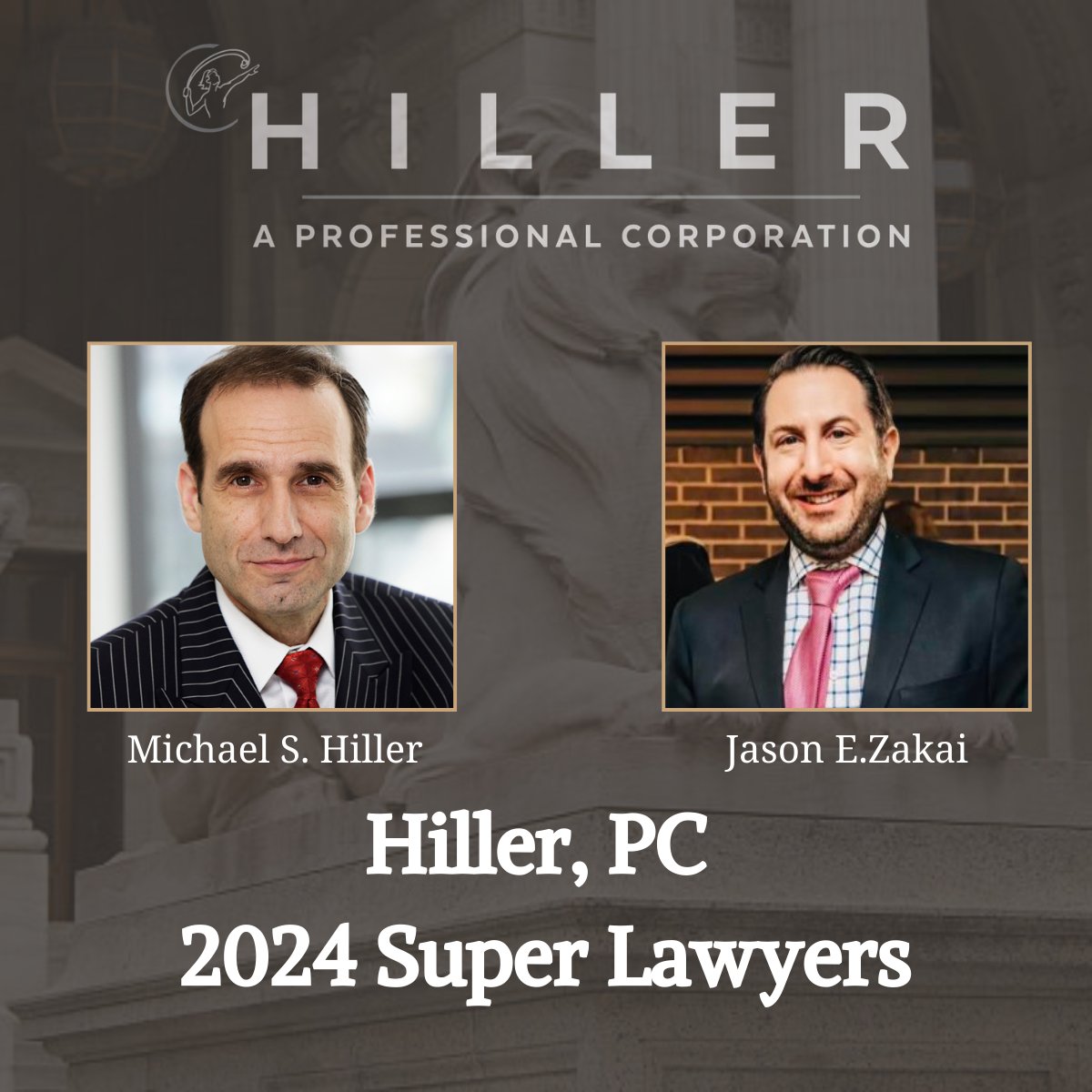 Congratulations to Hiller, PC attorneys, <a href="/MikeHillerNYC/">Michael Hiller</a> and <a href="/jay_zakai/">Jason Zakai</a>, on being named as 2024 Super Lawyers!