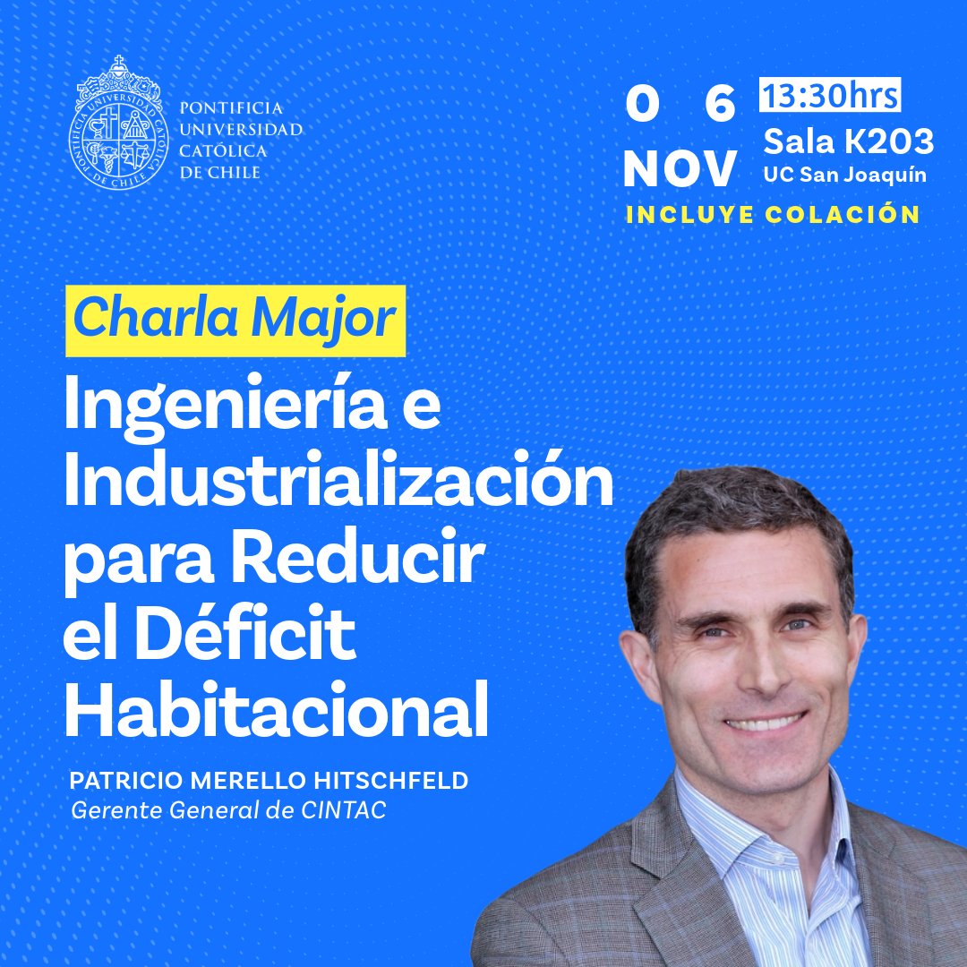 🚀✨¡Charla "Ingenier@s para enfrentar los desafíos de la Industrialización y Digitalización"! A cargo de Patricio Merello Hitschfeld, gerente general de CINTAC. 
#Ingeniería #Industrialización #Digitalización #CINTAC #CharlasUC

👉🏼 forms.office.com/r/qz65145XXr?o…