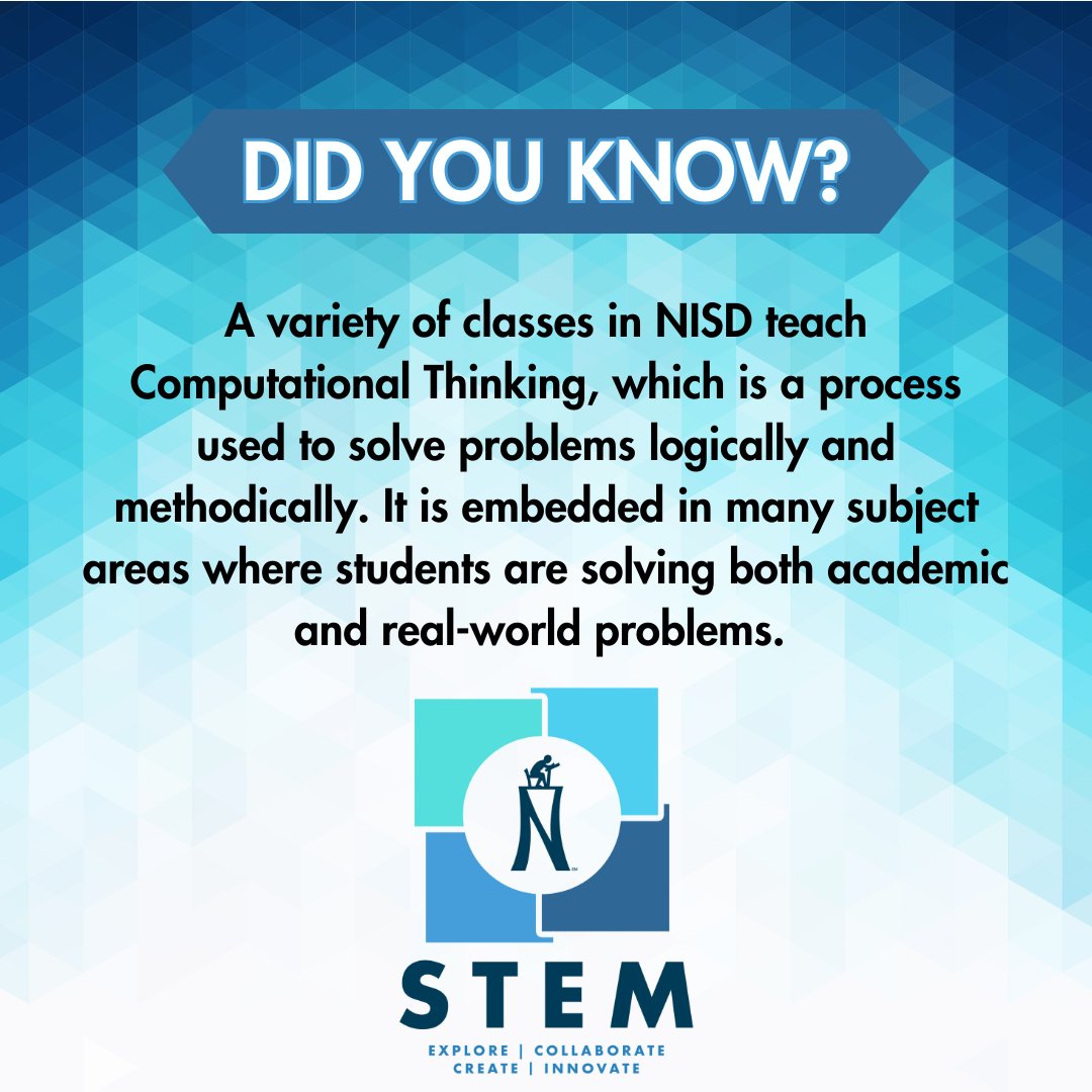 NISD Academic Tech (@nisdacadtech) on Twitter photo 🤖💡 NISD students are problem-solvers who use computational thinking especially when coding and programming robots. nisd.net/district/stem-…
<a href="/NISD/">Northside ISD</a>STEM_Labs @NISD #STEMEducation 🤖💡 NISD students are problem-solvers who use computational thinking especially when coding and programming robots. nisd.net/district/stem-…
<a href="/NISD/">Northside ISD</a>STEM_Labs @NISD #STEMEducation