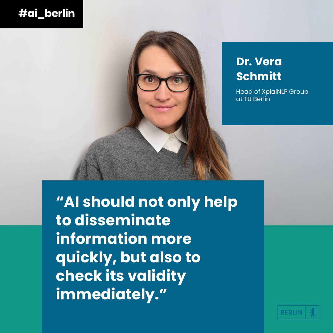 What role does #AI play in the spread of #fakenews?📰📡Ahead of the #USElection, we talked to <a href="/TUBerlin/">TU Berlin</a>'s Dr. Vera Schmitt about her projects #newspolygraph and #VeraXtract's unique approaches to identify and combat AI-based #disinformation➡️ bit.ly/DrVeraSchmitt #ai_berlin