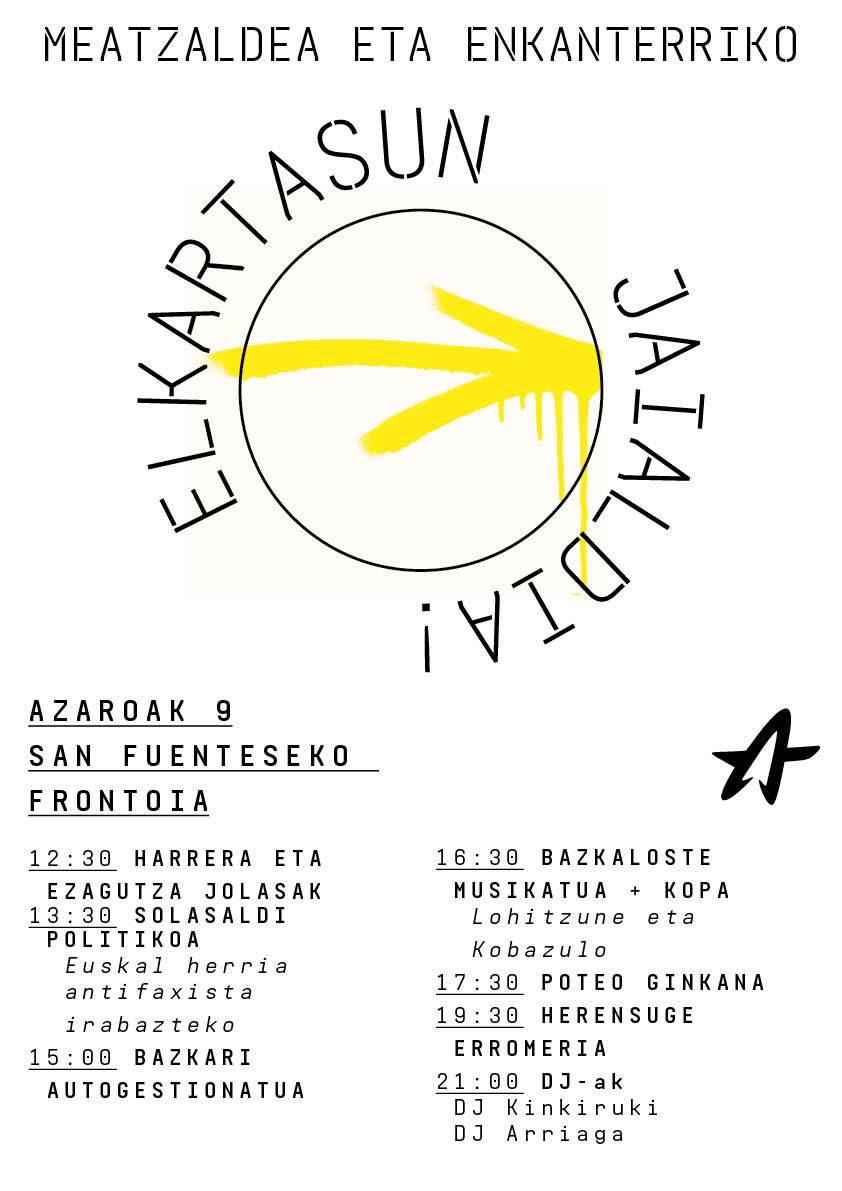 HEMEN DUZUE ERNAIREN EGITARAUA!
Azaroaren 9an Sanfuentesera etortzera animatzen gaituzte... eta hantxe egongo gara ere bai!✊🏼