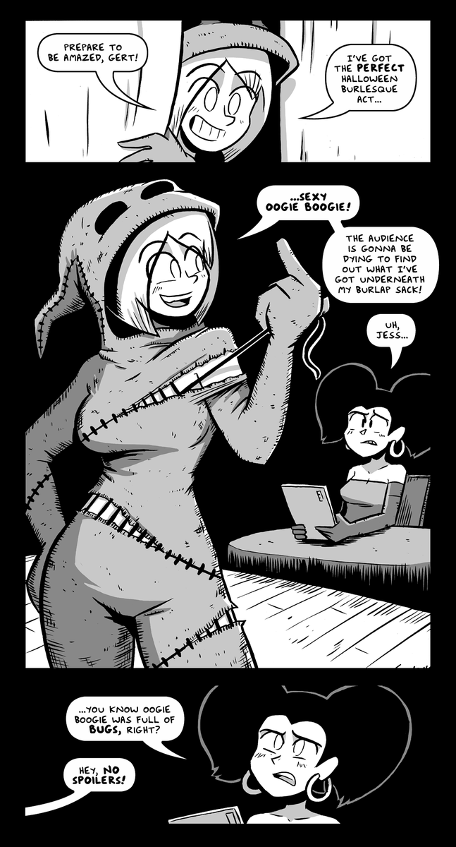 The "sexy Oogie Boogie" burlesque act has a few bugs to work out 