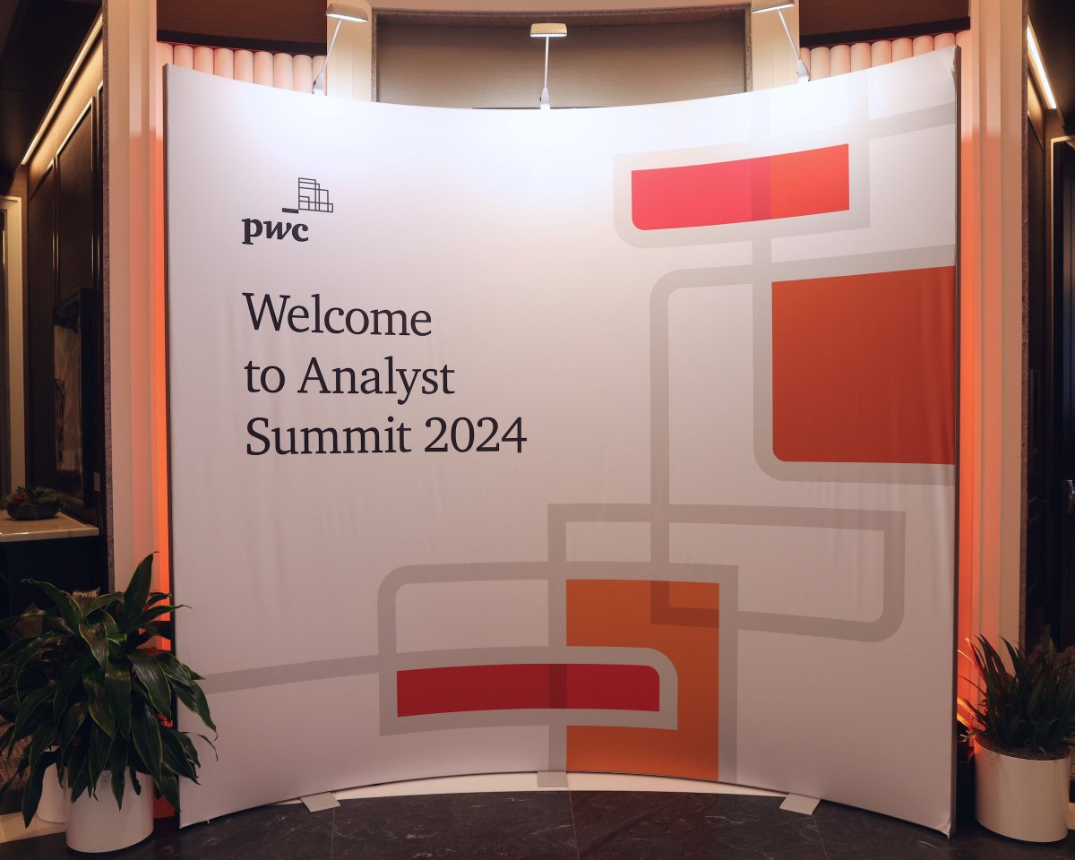 PwCUS's tweet photo. As the first day of our 2024 Analyst Summit concludes, we’re reflecting on the exciting topics covered. From sessions on #AI and risk #resilience to #sustainability, check out a few key moments below! https://t.co/aVW8yFjV9h